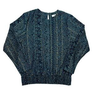 Frejani Vintage Geometric Metallic Sweater Lightweight Multicolor Women's 16 80s